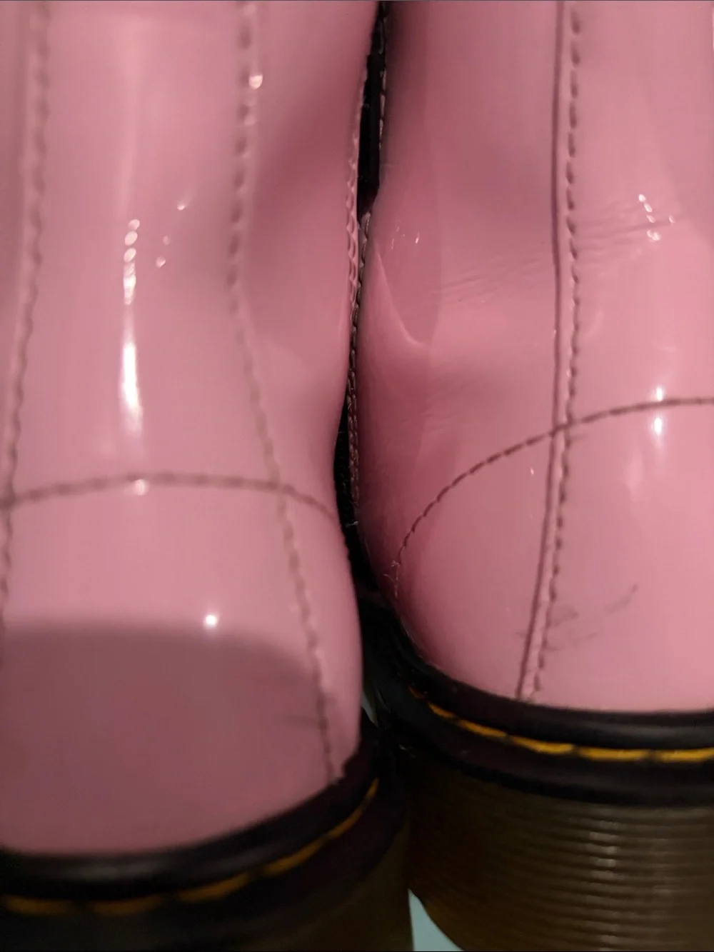 Dr. Martens Pink Patent Lace-Up Boots with Black Trim kids 13